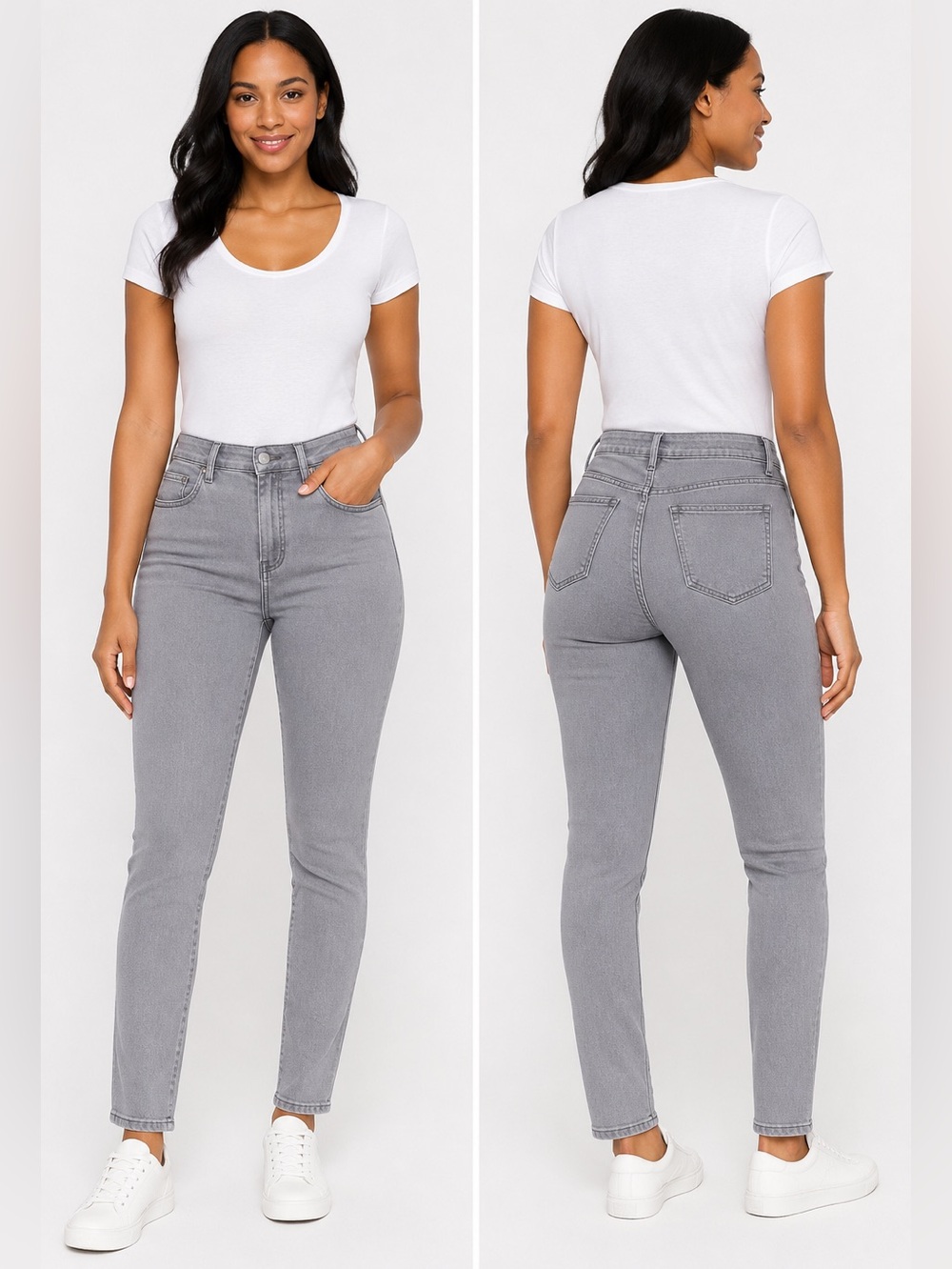 SIMPLY BE. ANTHOLOGY DENIM SKINNY JEANS - GREY WASH SIZE 12 (NEW WITH TAGS)